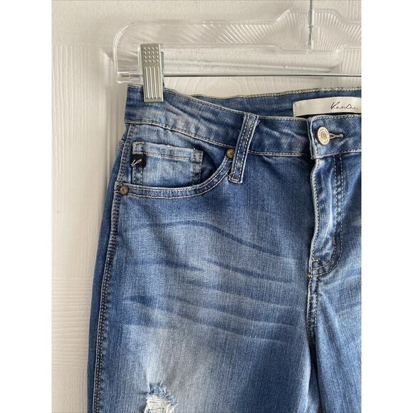 Kancan Women's 27 Mid Rise Light Wash Skinny Jeans Distressed Denim - Picture 2 of 8